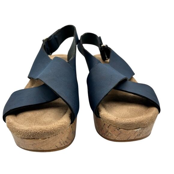 Jessica Cline Women's Leather Dreamer Cross-Strap Cork Wedge Sandals Size 8.5M - Picture 4 of 12